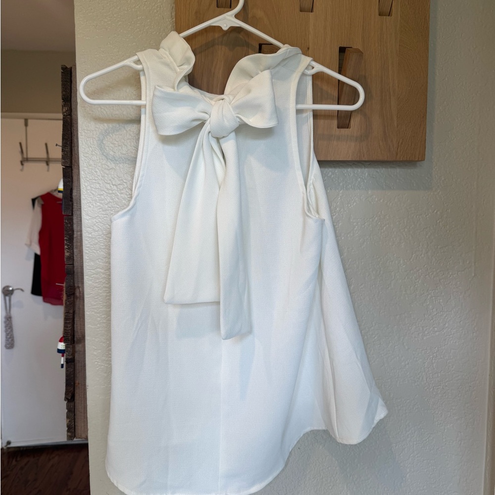 White Ruffle Neck Top - Picture 4 of 6